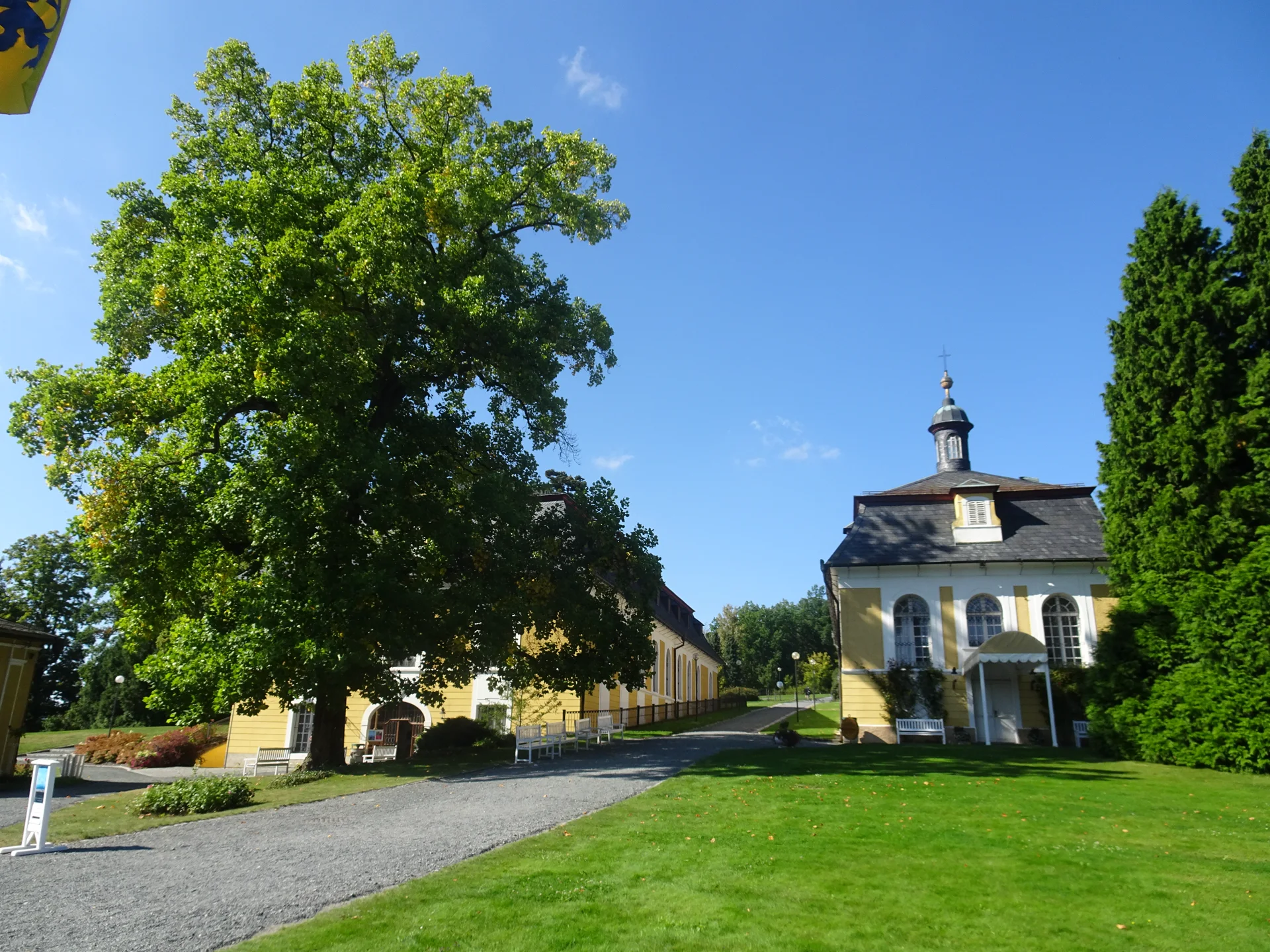 Zámecká kaple pod korunou vzrostlého stromu